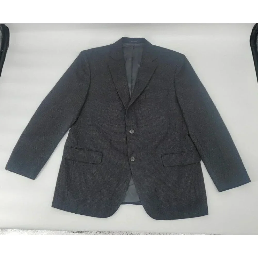 Daniel Cremieux Blazer Sport Coat Suit Jacket Loro Piana 43R Black Gray Dot